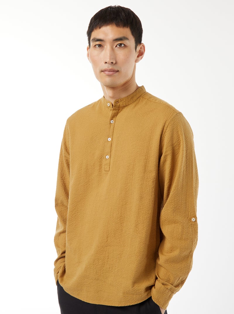 Camisa de malha gofrada Verde - Kiabi