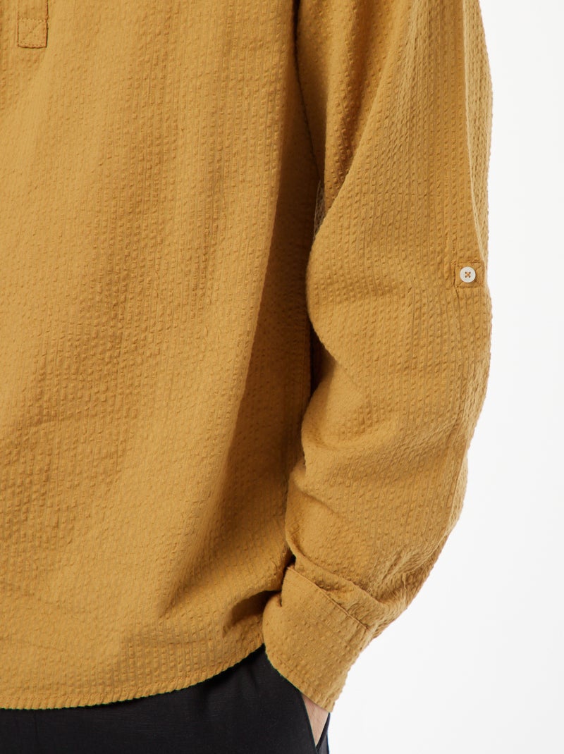 Camisa de malha gofrada Verde - Kiabi