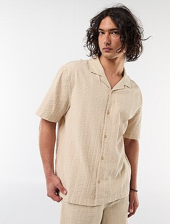 Camisa de malha waffle de manga curta