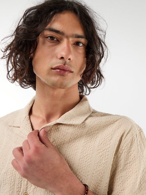 Camisa de malha waffle de manga curta - Kiabi