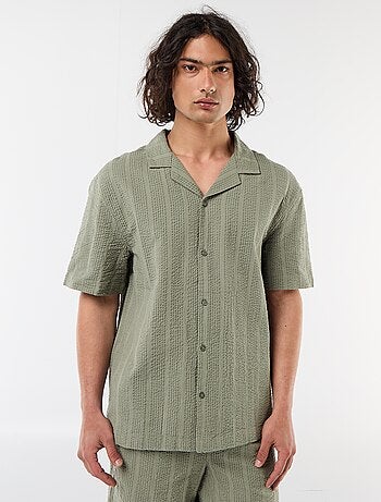 Camisa de malha waffle de manga curta