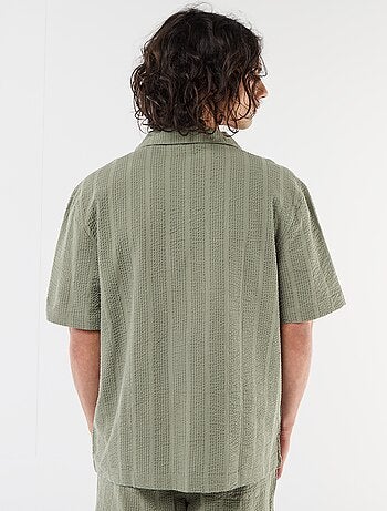 Camisa de malha waffle de manga curta