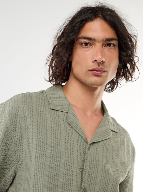 Camisa de malha waffle de manga curta - Kiabi