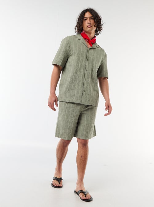 Camisa de malha waffle de manga curta - Kiabi