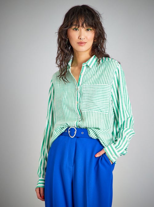 Camisa de manga comprida às riscas - Kiabi