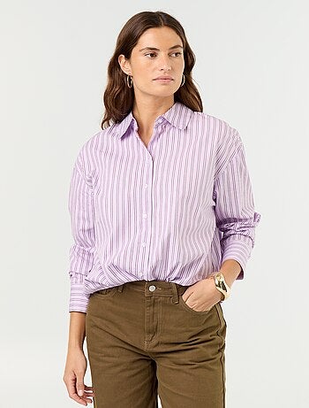 Camisa de manga comprida às riscas