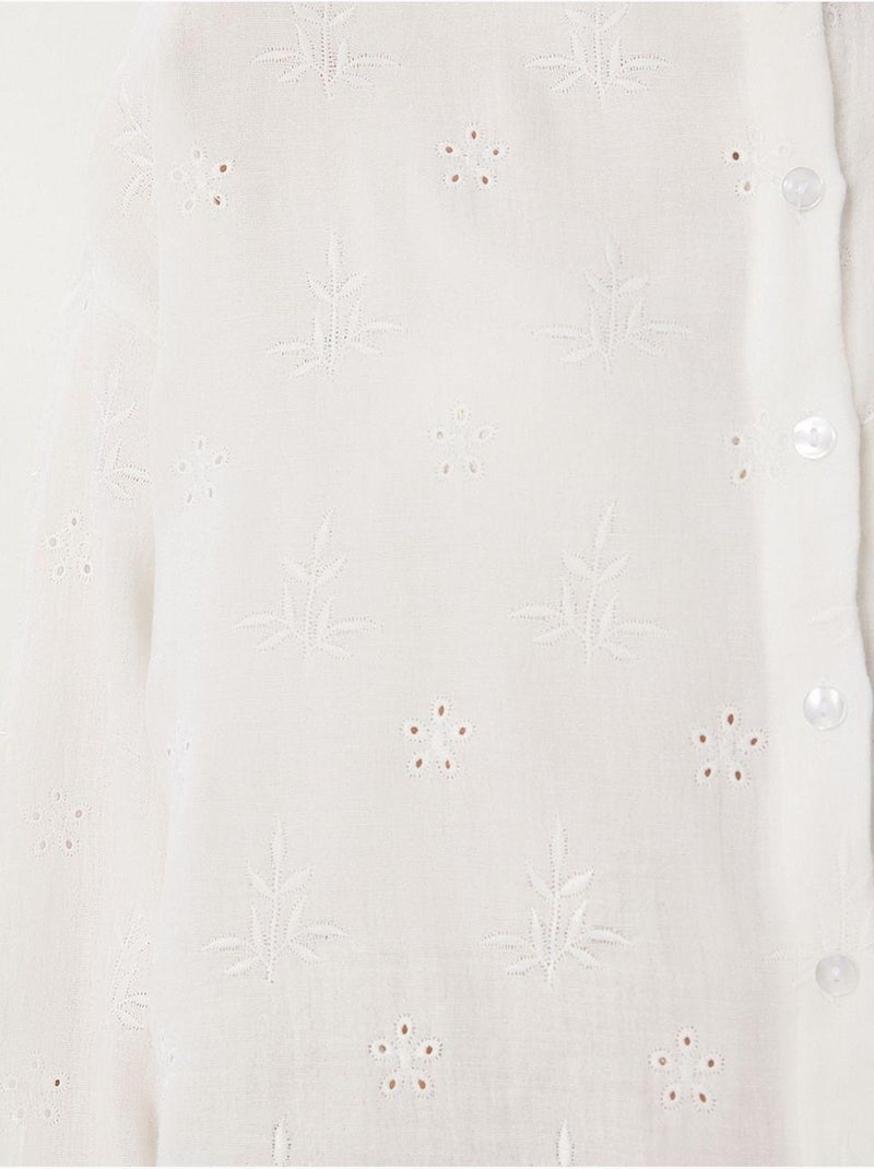 Camisa de manga comprida bordada texturada com fecho de botões. Istanbul Marfim - Kiabi