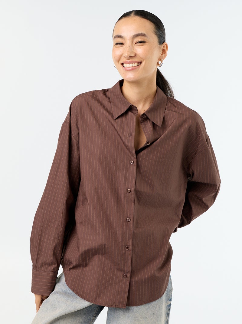 Camisa de manga comprida Castanho - Kiabi