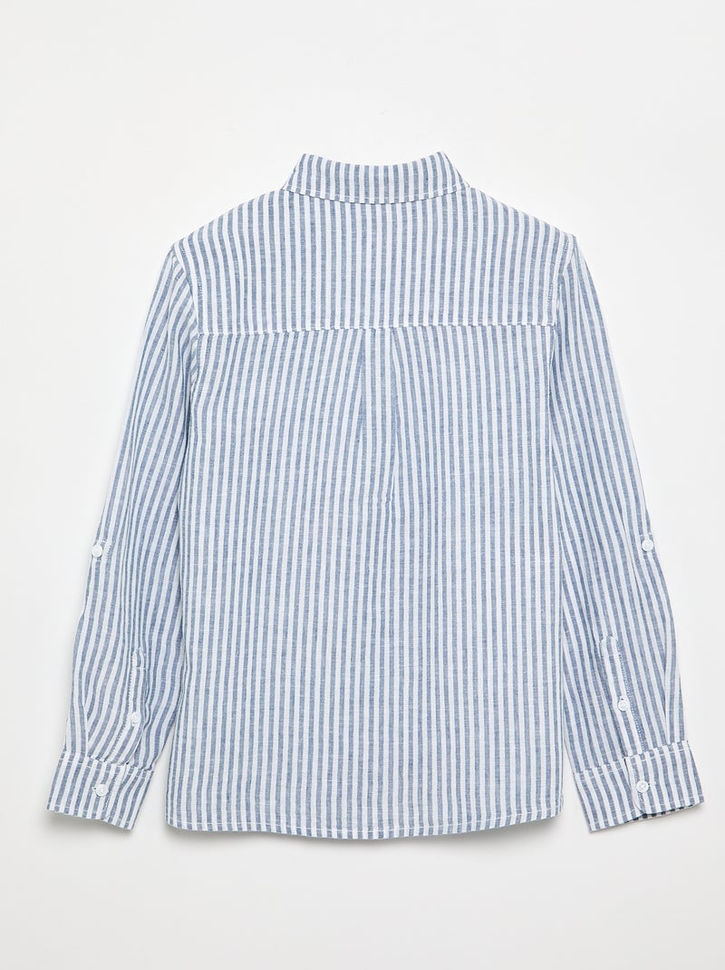 Camisa de manga comprida com bolso no peito Branco - Kiabi