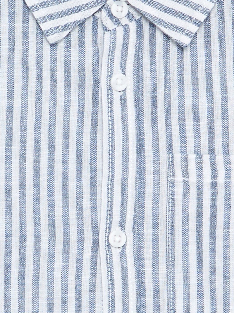 Camisa de manga comprida com bolso no peito Branco - Kiabi