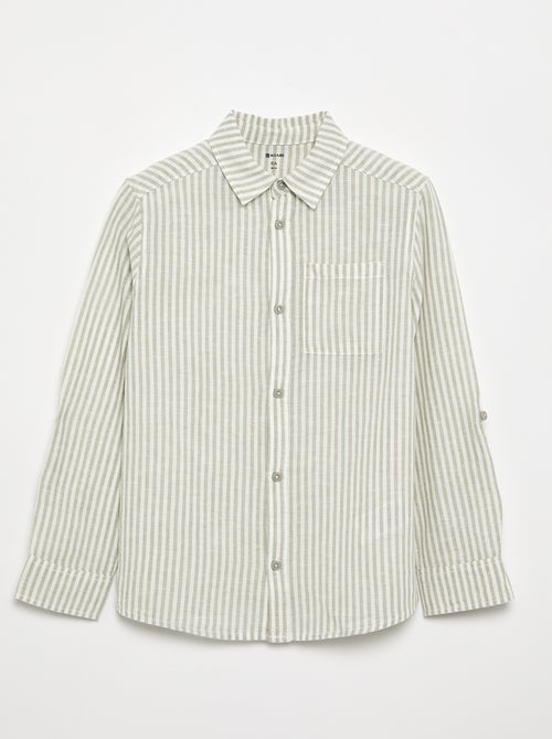 Camisa de manga comprida com bolso no peito - Kiabi