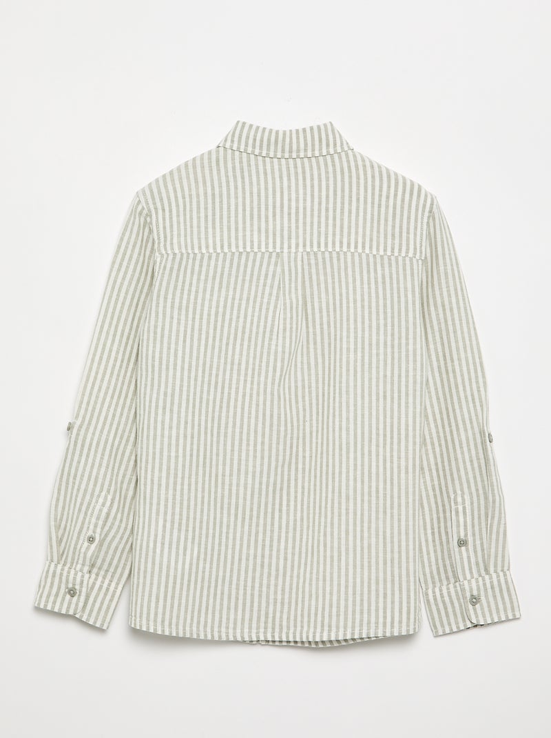Camisa de manga comprida com bolso no peito Branco - Kiabi