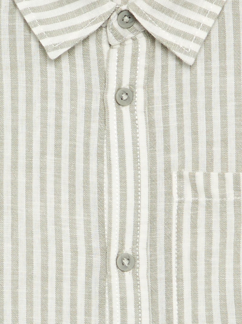 Camisa de manga comprida com bolso no peito Branco - Kiabi