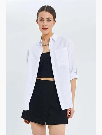 Camisa de manga comprida com botões e bolso mixray