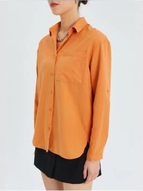 Camisa de manga comprida com botões e bolso mixray - Kiabi Camisa de manga comprida com botões e bolso mixray - Kiabi