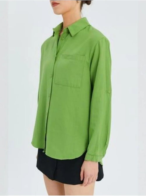 Camisa de manga comprida com botões e bolso mixray - Kiabi Camisa de manga comprida com botões e bolso mixray - Kiabi