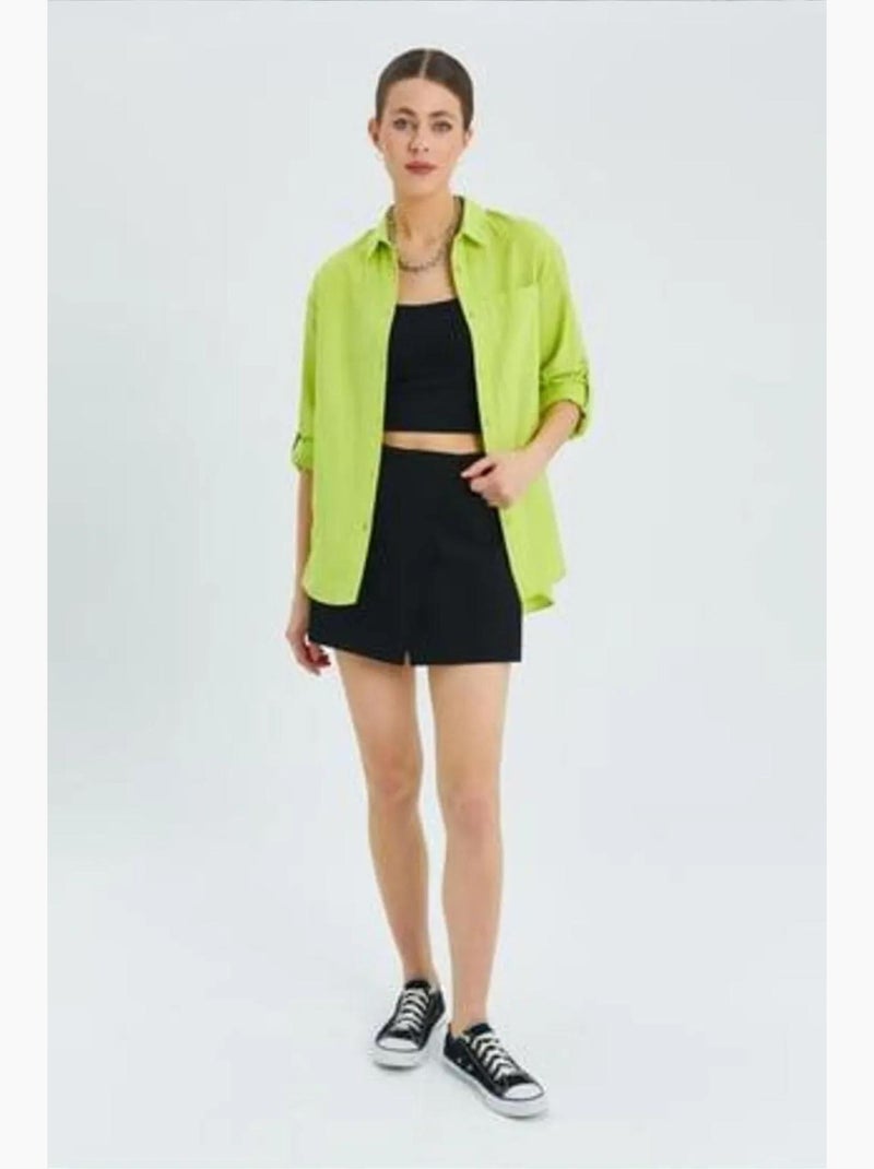 Camisa de manga comprida com botões e bolso mixray Verde tília - Kiabi
