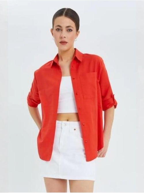 Camisa de manga comprida com botões e bolso mixray - Kiabi