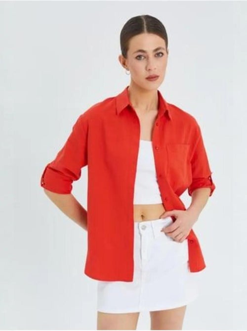 Camisa de manga comprida com botões e bolso mixray - Kiabi