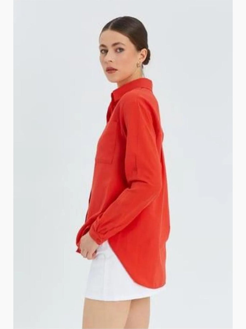 Camisa de manga comprida com botões e bolso mixray Vermelho - Kiabi