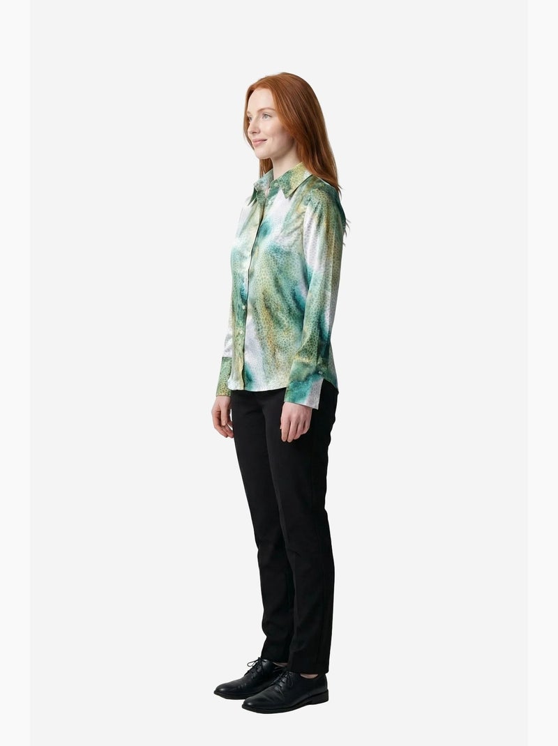 Camisa de manga comprida com botões e estampado abstrato my fashion Verde - Kiabi