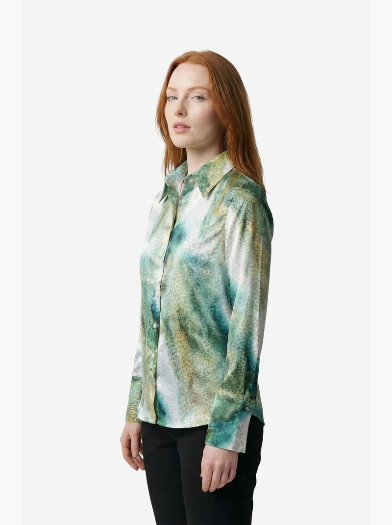 Camisa de manga comprida com botões e estampado abstrato my fashion Verde - Kiabi