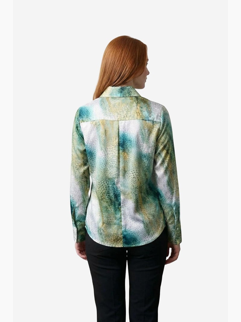 Camisa de manga comprida com botões e estampado abstrato my fashion Verde - Kiabi