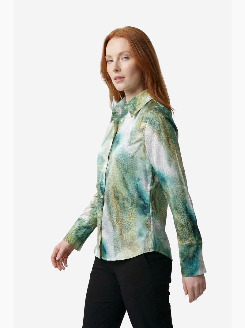 Camisa de manga comprida com botões e estampado abstrato my fashion Verde - Kiabi