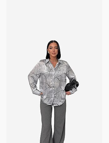 Camisa de manga comprida com estampado abstrato my fashion