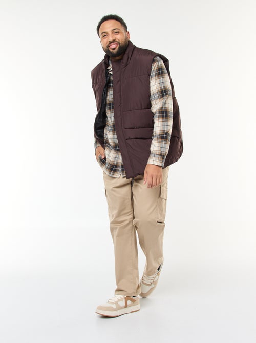 Camisa de manga comprida com padrão axadrezado - Kiabi