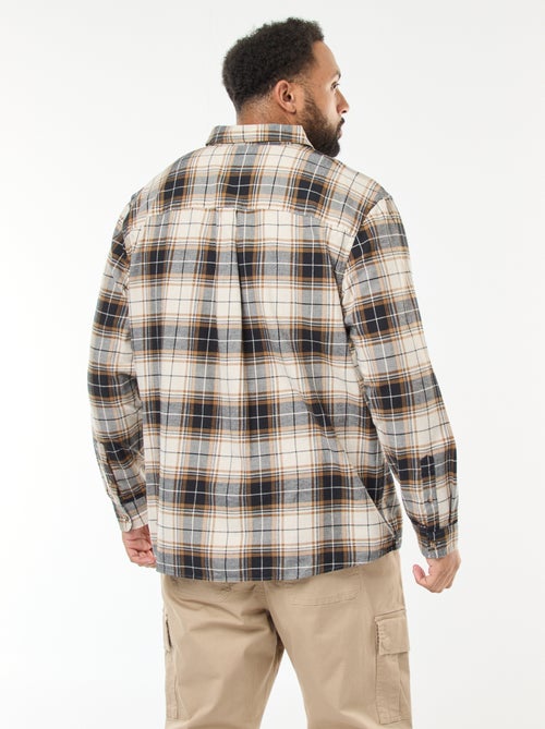 Camisa de manga comprida com padrão axadrezado - Kiabi