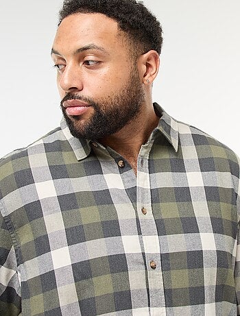 Camisa de manga comprida com padrão de xadrez