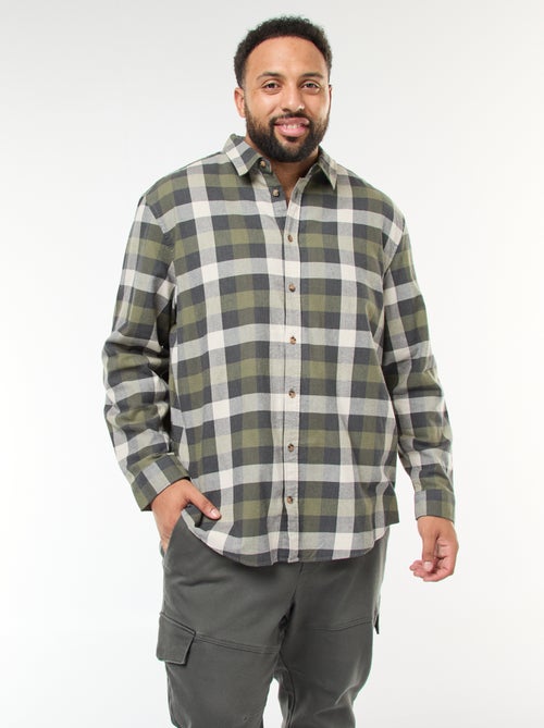 Camisa de manga comprida com padrão axadrezado - Kiabi