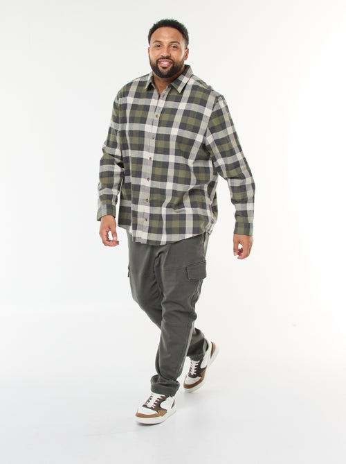 Camisa de manga comprida com padrão axadrezado - Kiabi