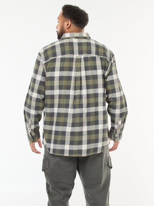 Camisa de manga comprida com padrão axadrezado - Kiabi