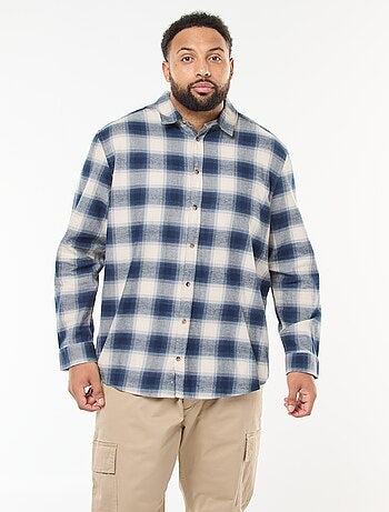 Camisa de manga comprida com padrão de xadrez