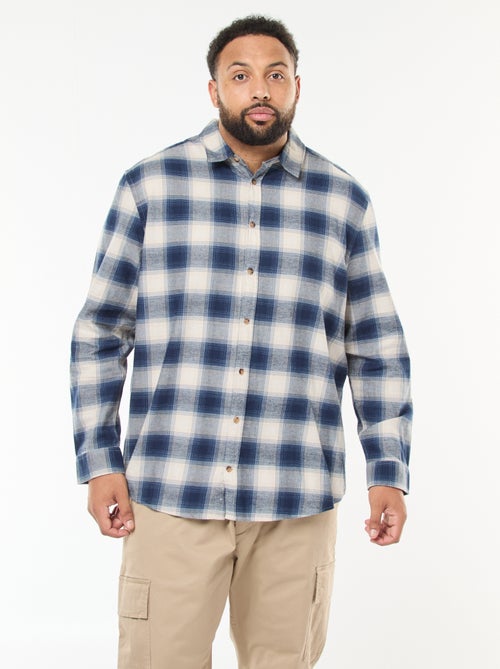 Camisa de manga comprida com padrão de xadrez - Kiabi