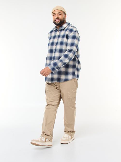 Camisa de manga comprida com padrão de xadrez - Kiabi