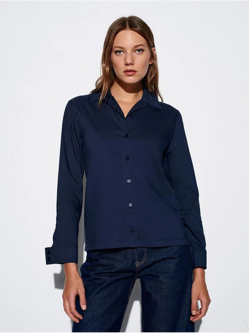 Camisa de manga comprida com recorte dilvin Azul-marinho - Kiabi