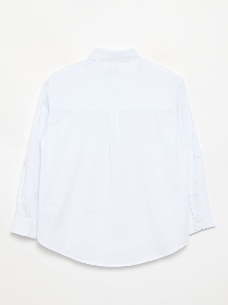 Camisa de manga comprida de algodão Branco - Kiabi