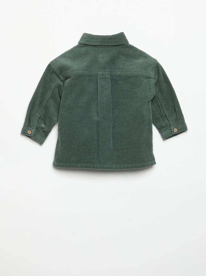 Camisa de manga comprida de bombazina Verde - Kiabi