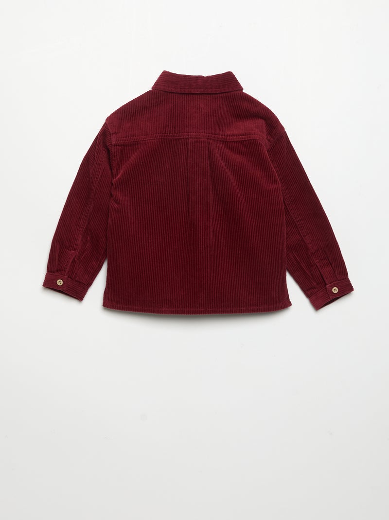 Camisa de manga comprida de bombazina Vermelho - Kiabi