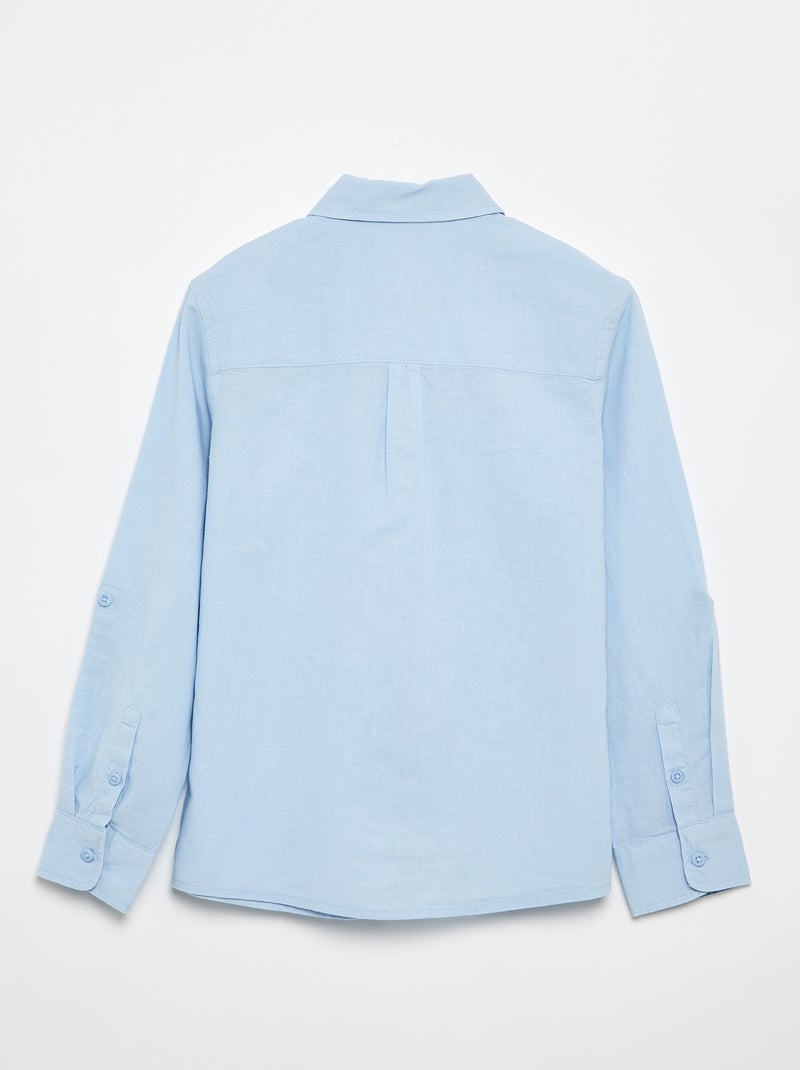 Camisa de manga comprida e bolso no peito Azul - Kiabi