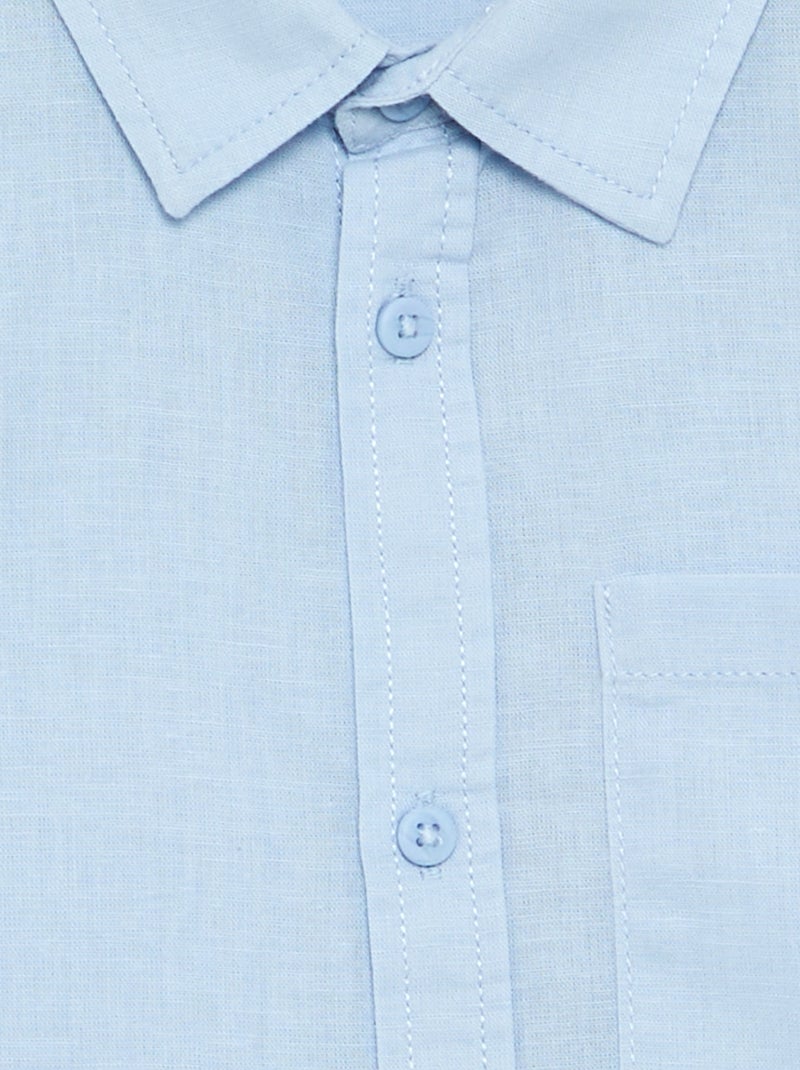 Camisa de manga comprida e bolso no peito Azul - Kiabi