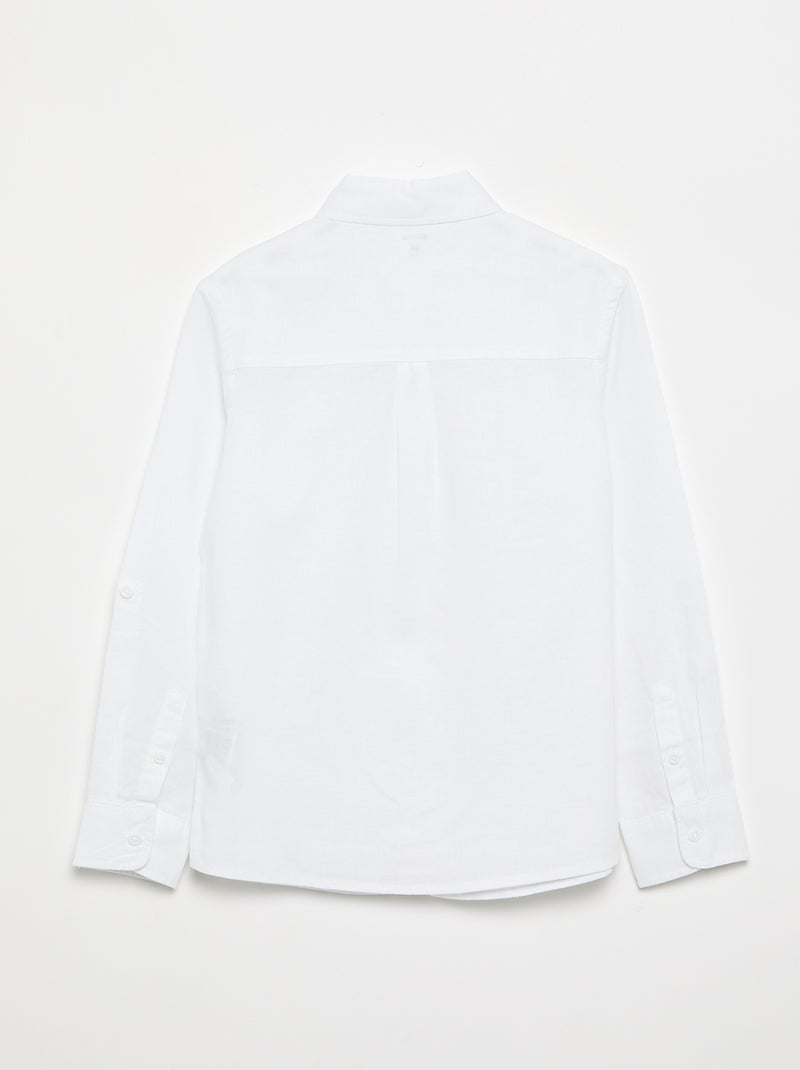 Camisa de manga comprida e bolso no peito Branco - Kiabi