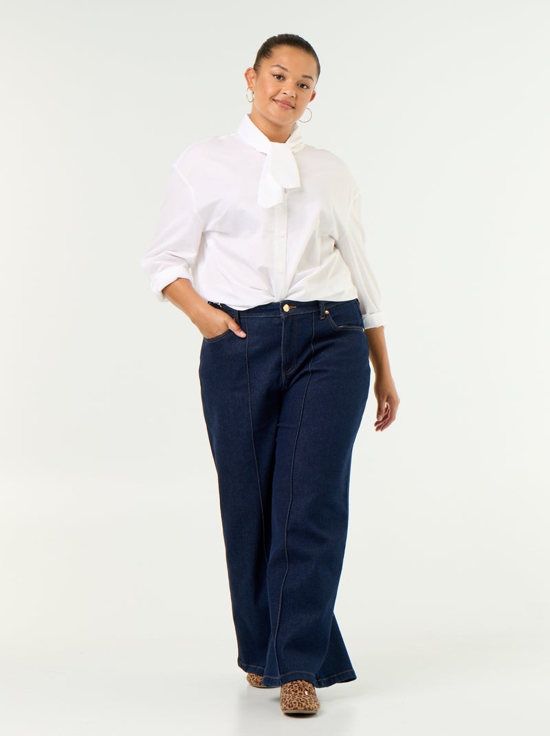 Camisa de manga comprida e gola lavallière Branco - Kiabi