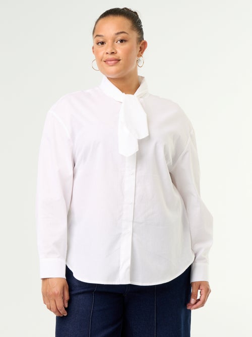 Camisa de manga comprida e gola lavallière - Kiabi