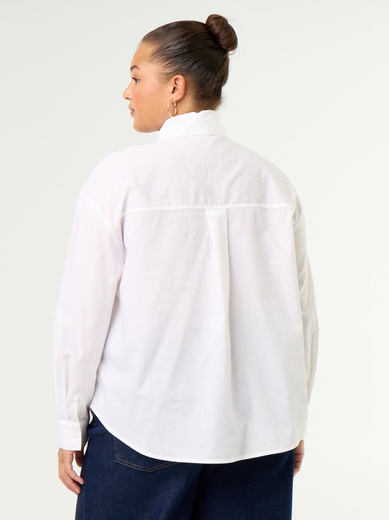 Camisa de manga comprida e gola lavallière Branco - Kiabi