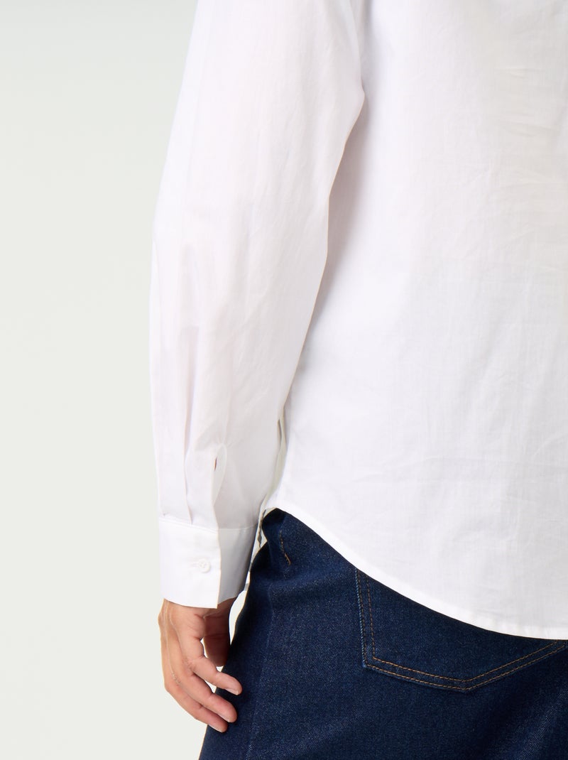 Camisa de manga comprida e gola lavallière Branco - Kiabi