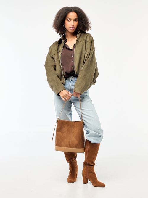 Camisa de manga comprida em cetim liso - Kiabi